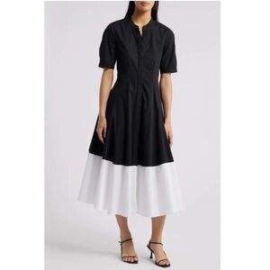 Halogen Front Seam A-Line Midi Dress Rich Black